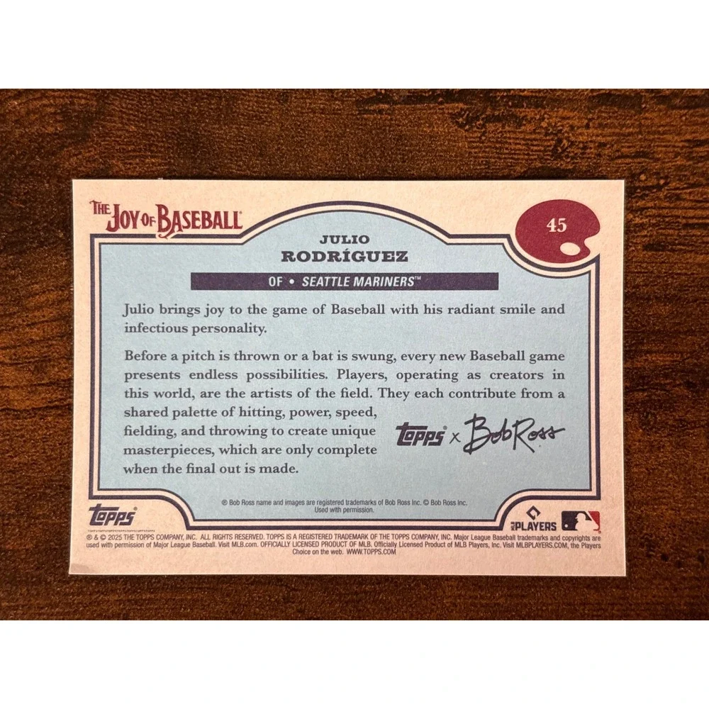 2025 Topps x Bob Ross The Joy of Baseball Julio Rodriguez 45 Seattle Mariners